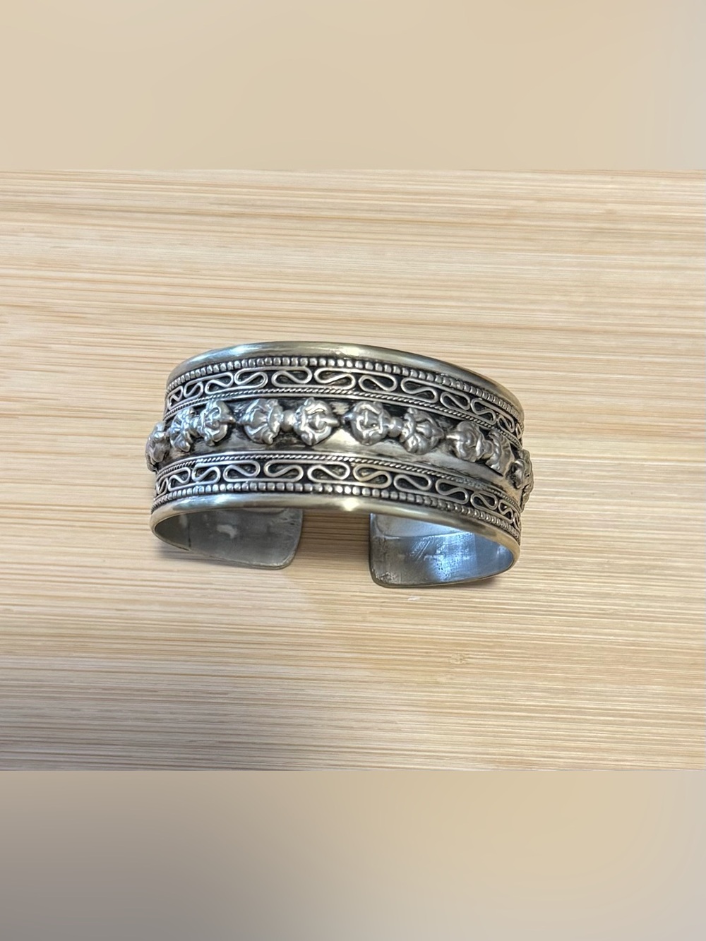 Handcrafted Silver-Tone Cuff Bracelet